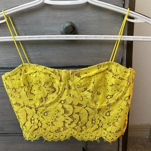 White Fox bright yellow lace corset top